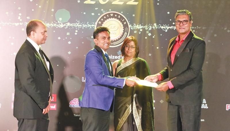 SDF understands the strategic importance of a website for prospective customers, investors and all stakeholders. Here representatives of SDF accepting the Merit Award (Banking and Finance) at BestWeb.lk 2022. From left are Nipun Fernando, Senior manager IT, Manoj Bandara, Manager IT.