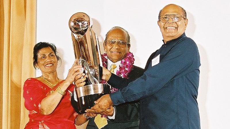 Past awardees:  Dr. Ananda Guruge receives the Lifetime Achievement Award