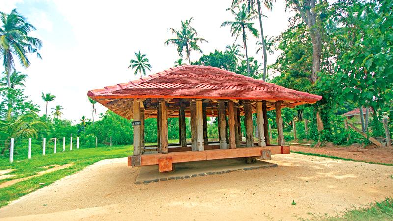 The Panavitiya Ambalama on four solid rock stones planted on the ground