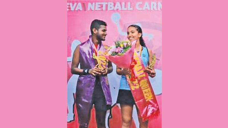 Netball Queen Rashmi Diwyanjali of Air Force (right) with Netball King Chinthika Nuwan of United SC Kurana