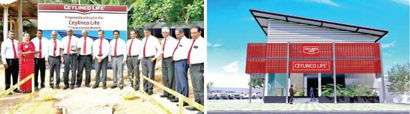 Ceylinco Life directors and representatives of the senior management at the foundation stone laying ceremony and (below) an artist’s impression of the new building to be constructed.