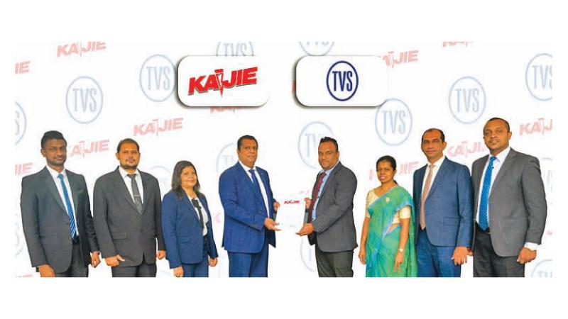 From left: Director, Leader Group, Shermal Fernando, Director and COO, Leader Group, Mithula Rathnayake, Managing Director, Leader Group, Mrs. Dushanthi Cooray, Chairman, Leader Group, Dr. Shriyanthe Cooray, COO, NVS and Operations, TVS Lanka, Geethal Anthony, COO, Shared Services, TVS Lanka, Mrs. Dayani Thulshika, Head of Division, Tyre and Battery Division, TVS Lanka, Sumedha Abeyrathna, Manager, Sales Administration, TVS Lanka, Madura Prasad