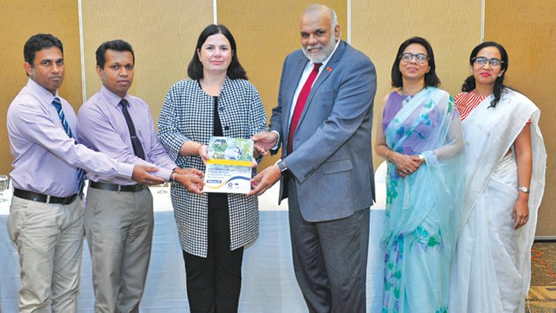 EDB Chairman Suresh D. de Mel, Manager, Creative Marketing Advisory Services, South Asia, IFC, Selma Rasavac, Director, Development, R.K.W. Ranketh Kubura and Director, Department of Export Agriculture, Upul Ranaweera at the launch of the guidance book.