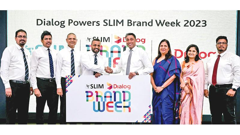 From left: Manager, Events and Sustainability, SLIM, Dimithra Silva, Brand Week Project Chairperson, SLIM, Asanka Perera, CEO and Executive Director, SLIM, Sanath Senanayake, President, SLIM, Nuwan Gamage, Vice President, Brand and Media, Dialog Axiata, Harsha Samaranayake, Head of Talent Acquisition and Operations, Dialog Axiata, Kavshali Basnayake, General Manager, Marketing, Dialog Axiata, Ashani Senaratne and Head of Digital Marketing, Dialog Axiata, Muhammed Gazzaly at the launch