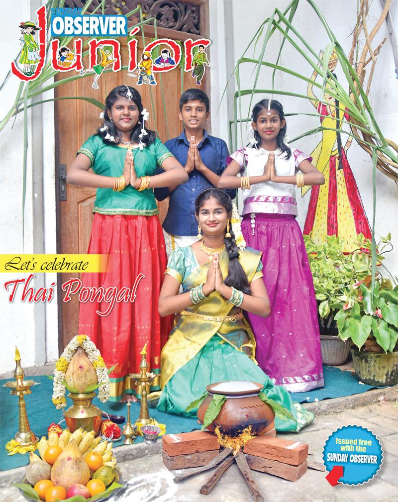 U. Amishka, U. Haris Raj, K. Swarnika and K. Dharsmitha celebrate Thai Pongal in the traditional way.