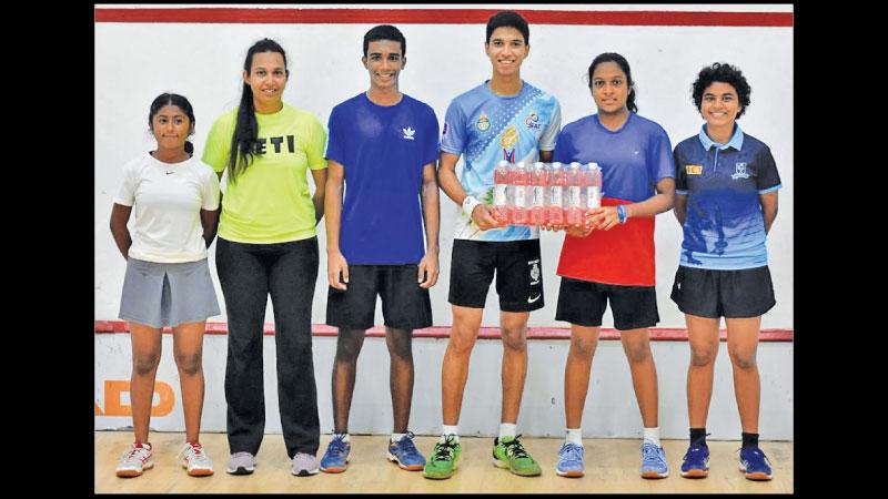 From left: Ranliya Wood, Naduni Gunawardena (national coach), Sehath Perera, Seniya Jayathilaka, Anargi Perera and Adithi Gunesekara