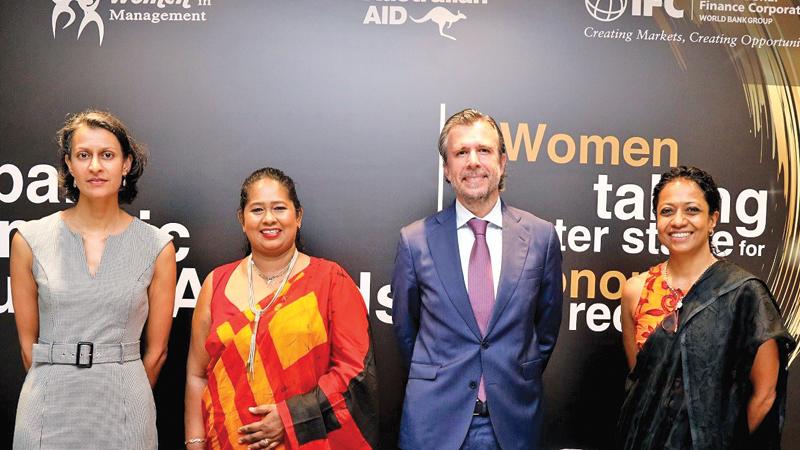 L to R - Australian Deputy High Commissioner to Sri Lanka and Maldives Lalita Kapur,  Founder/Chairperson of Women in Management Dr. Sulochana Segera, , Country Manager for IFC in Sri Lanka and Maldives Alejandro Alvarez de la Campa,  and Executive Director/Group Chief Executive Officer Hemas Holdings PLC. Kasturi Chellaraja Wilson. This year’s Top 50 Women Global Economic Forum and Top50 Global Professional and Career Women Awards’ Panel of Judges will be chaired by Wilson.