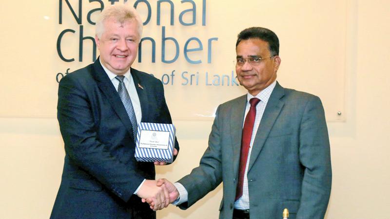 Belarus Ambassador Andrei Rzheussky with National Chamber President Deepal Nelson