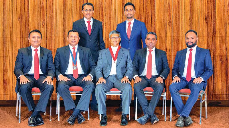 Seated (from left): Secretary Roshan Kaluarachchi, Chairman Kanchana Karunagama, President Deepal Sooriyaarachchi, Past Chair Sujith Silva, Treasurer Anuradha Edirisinghe . Standing (from left): Charaka Perera and Sumudu Thanthirigoda