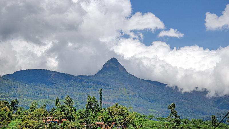 The Sri Pada Mountain seen through the Maskeliya town