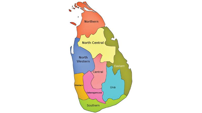 The Provinces in Sri Lanka where each province has a Provincial Council 