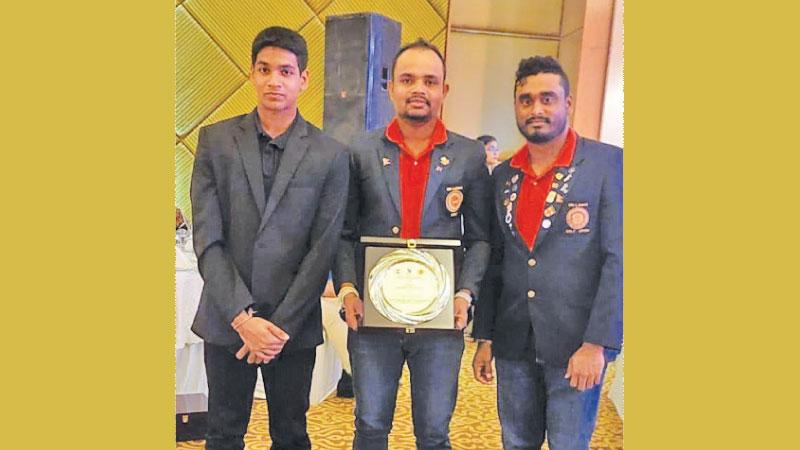 The three Sri Lankan golfers Reshan Algama, Chalitha Pushpika and Chanaka Perera who played in Bangladesh