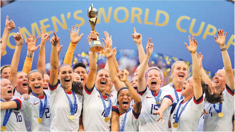 Flashback: The US women’s team celebrate on the podium after winning the 2019 World Cup