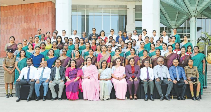 Ladies of the BMICH/BCIS and outsourced staff with chief guest Ms. Shiromal Cooray, guest of honor Dr. Lanka Jayasuriya Dissanayake and the Leadership teams of BMICH/BCIS.