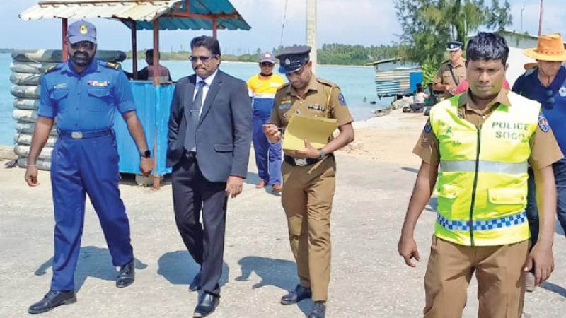 Delft Magistrate Balan visiting the scene of crime. Picture by Rasula Gamage