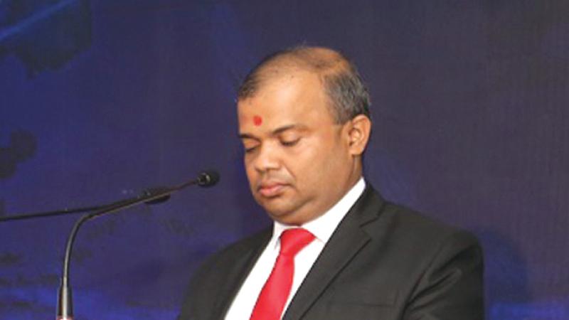 Sanjaya Bandara delivering his speech