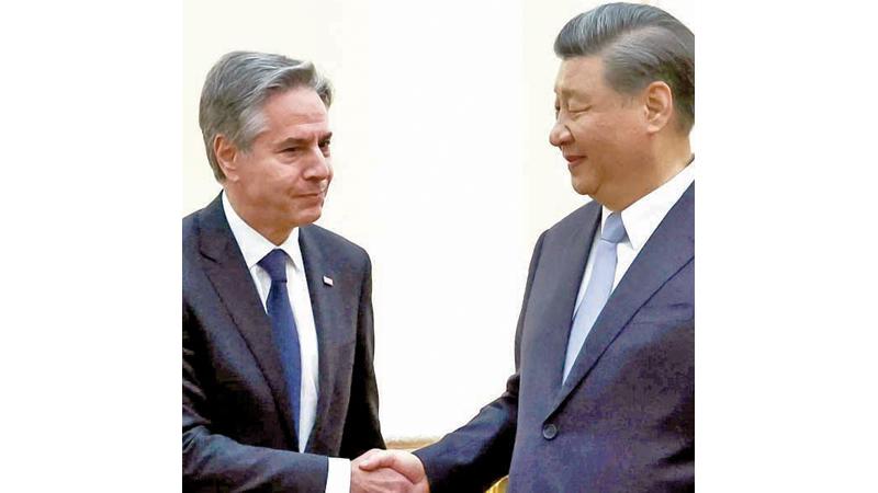 Chinese President Xi Jinping with US Secretary of State Antony Blinken in Beijing