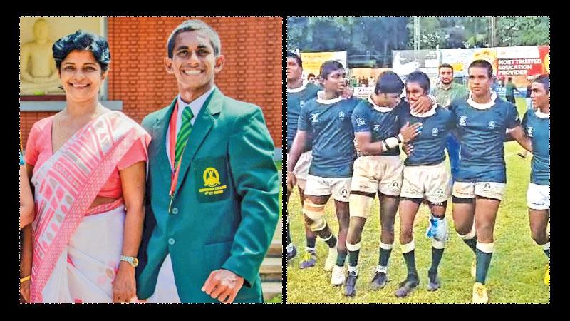 Heshan Randimal with his mother before she passed away-Team-mates console Randimal after their match against St. Joseph’s College