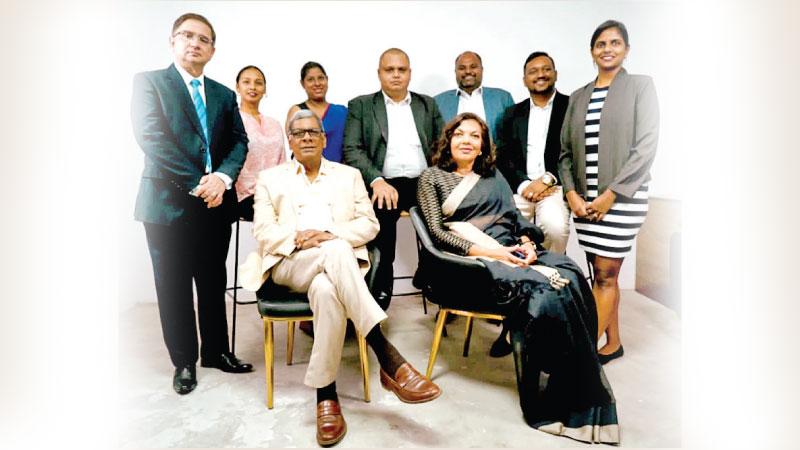 Founding members of the Public Relations Association of Sri Lanka. (Seated): Nimal Gunewardena and Rezani Aziz. (Standing – from left): Kendall Hopman, Devni Nevindee, Hansima Witharanage, Dominic Perera, Ashan Kumar, Mushthak Ahamed and Druvinka Moraes.