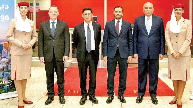 From left: Vice President, Aeropolitical and Industry Affairs, David Broz, Ambassador of Canada to the UAE, Radha Krishna Panday, Chief Commercial Officer Adnan Kazim  and Senior Vice President of Commercial Operations, Americas, Salem Obaidalla.
