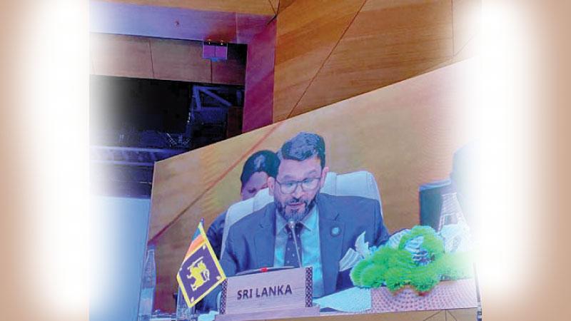  State Minister of Foreign Affairs Tharaka Balasuriya addressing the Ministerial Meeting of the Coordinating Bureau of the Non-Aligned Movement