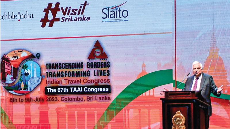 President Ranil Wickremesinghe addresses the TAAI Convention at the BMICH on Friday