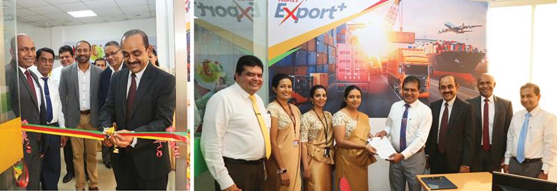 People’s Bank Chairman Sujeewa Rajapakse and bank officials at the opening of  the Export Hub at the Nugegoda branch.