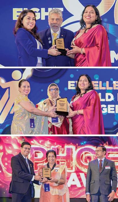 Representatives of Ceylinco Life’s Toastmasters Club receiving the awards.