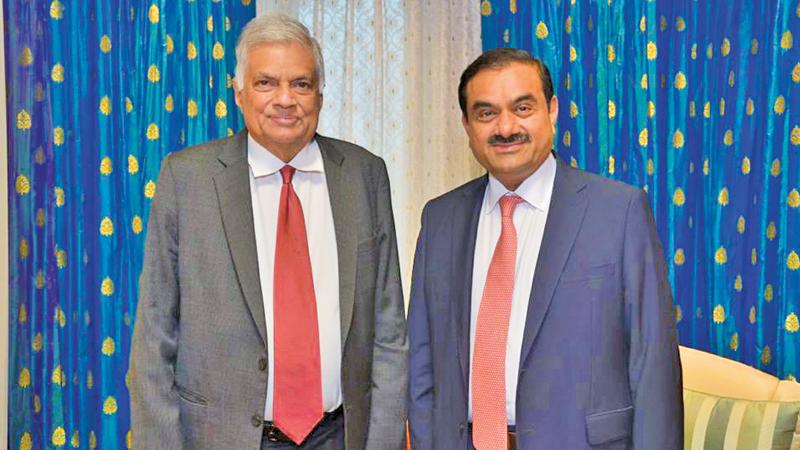 Adani Group Chairman Gautam Adani with President Ranil Wickremesinghe in India.