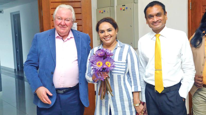 WTA Founder and President Graham Cooke (left) with State Minister of Tourism Diana Gamage and her private secretary Dr. Arosha Fernando in Colombo.  Pic: Wimal Karunatillike