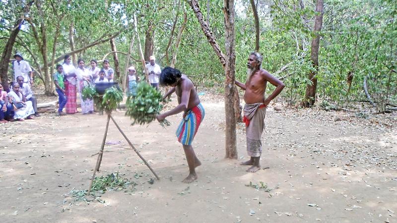 An Adivasi member performing a dance