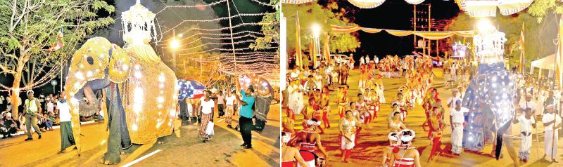 The Anuradhaprua Dalada Perahera parading the streets in the sacred city