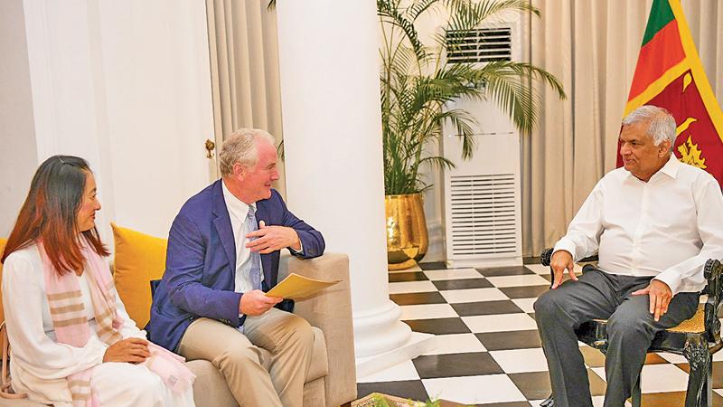 President Ranil Wickremesinghe in a discussion with the Senator and Ambassador Julie Chung