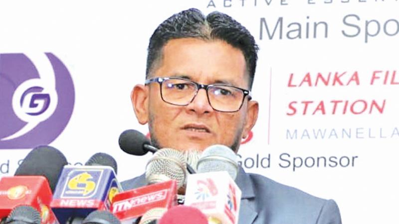 Colombo Football League  president M.M.M. Najibdeen addressing the Media 
