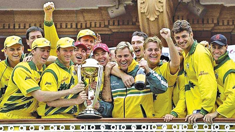 Steve Waugh and the Australian team with the World Cup
